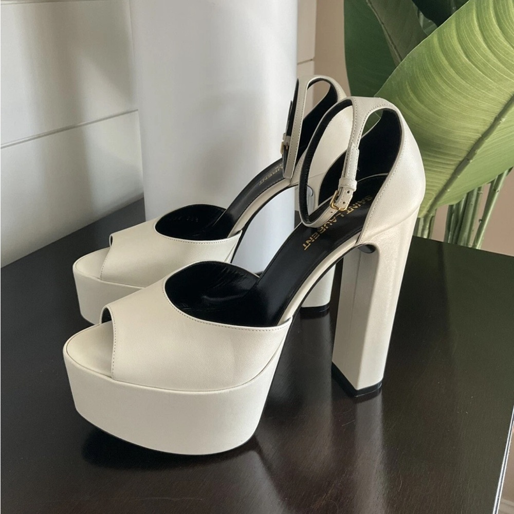 Saint Laurent Ivory Platform Sandals - Picture 5 of 8